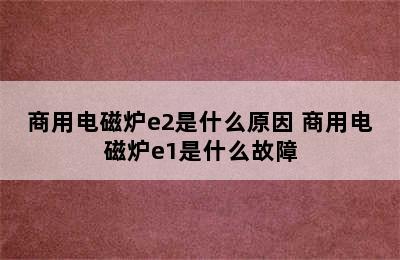 商用电磁炉e2是什么原因 商用电磁炉e1是什么故障